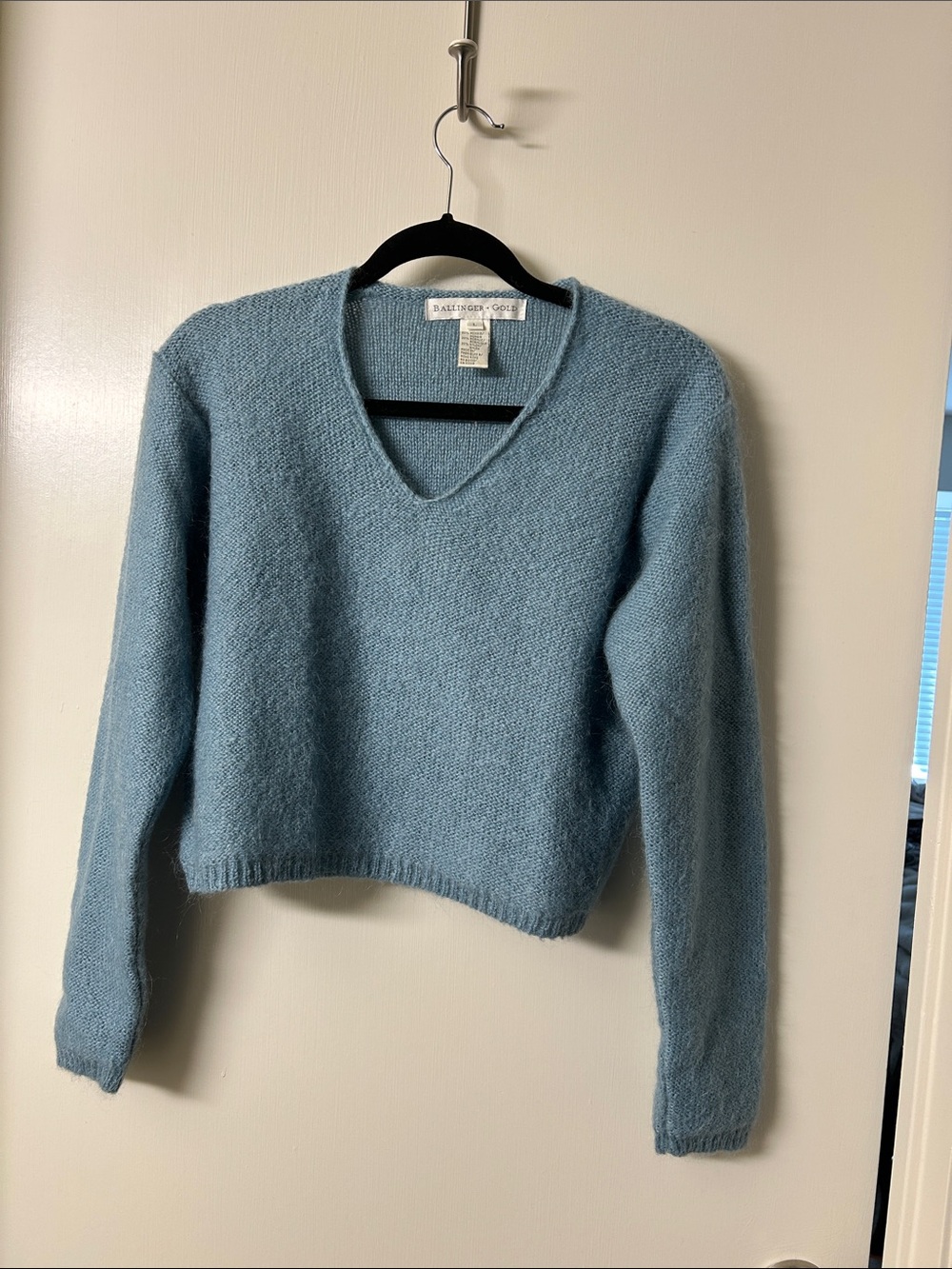 Blue V-Neck Women's Mohair Sweater